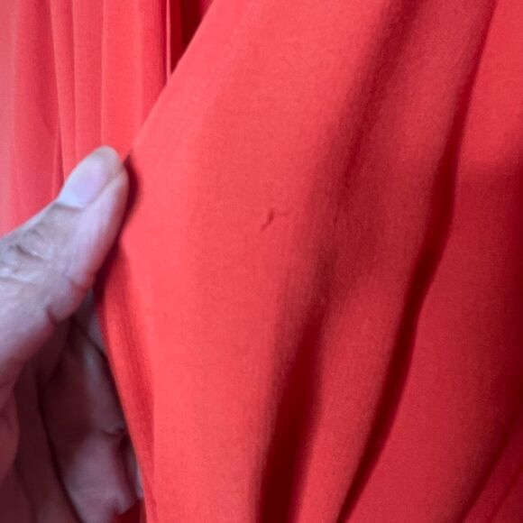 Bloomingdale’s Eileen Fisher 100% Silk Orange Midi Wrap Dress L Old Money Pretty - Picture 9 of 12